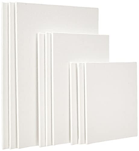 Amazon Brand - Solimo Cotton Canvas Boards for Painting (20.3x25.4 CM, 15.2x20.3 CM, 15.2x15.2 CM) Combo Pack of 9,White