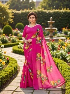 SHUBHSWAR Daily Wear Georgette Saree with Unstitched Blouse