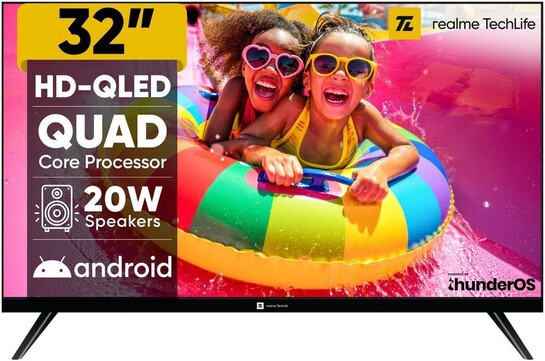 Realme TechLife 80 cm (32 inch) QLED HD Ready Smart Android TV 2026 Edition with Thunder OS