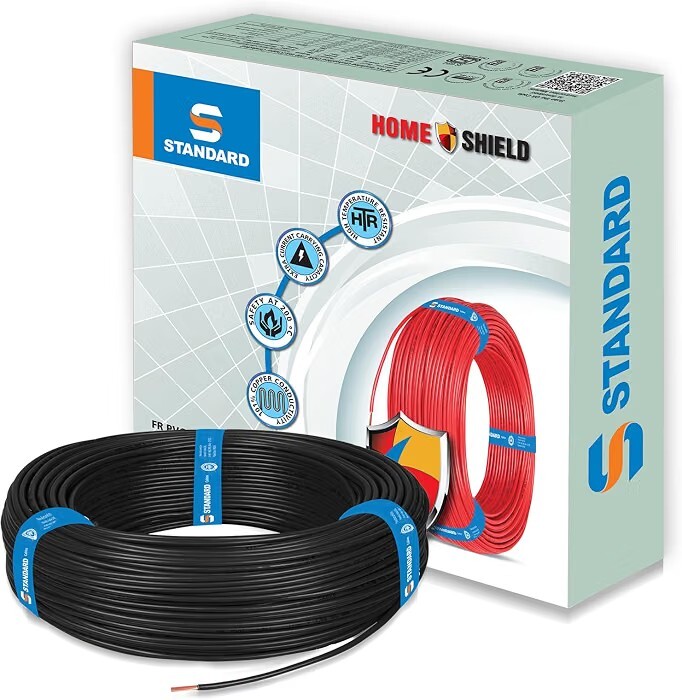 Havells Standard 6.0 SQMM Black colour |High temperature Resistant|Flame Resistant| Copper conductive Wire
