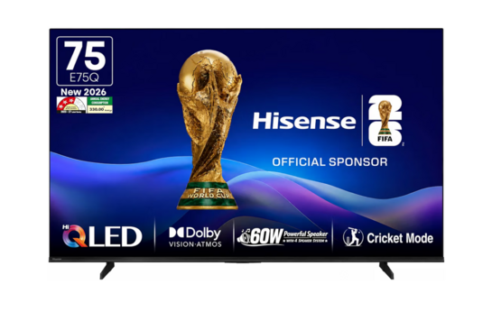 Hisense 189 cm (75 Inches) 4K Ultra HD Smart Hi-QLED TV | 60W Speakers | Dolby Atmos & HDR10+ | Cricket Mode | World Fastest TV OS - VIDAA | 75E75Q (Black)