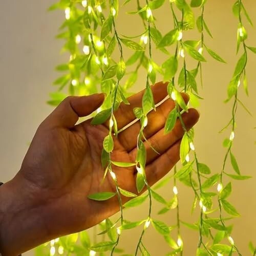 DesiDiya® Artificial Leaf Curtain Lights LED Decorative Lights, 210 LED Warm White Fairy String Lights, 3x1m Remote Control with 5 Modes, Perfect Lights for Decoration Diwali, Birthday & Festive Decor