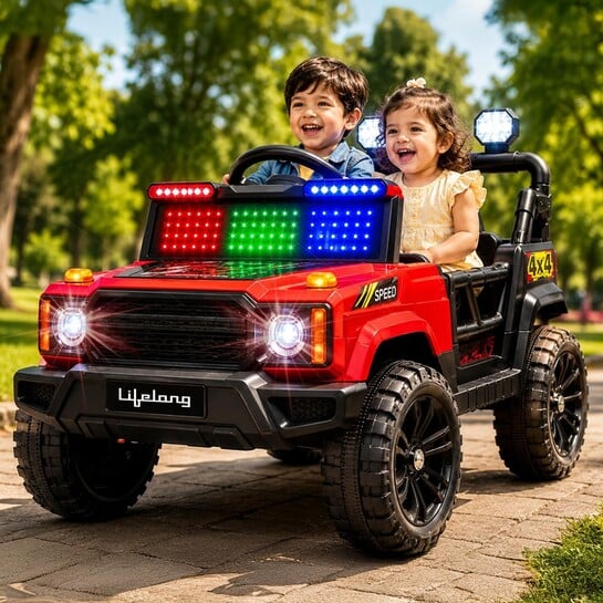 Jeepster EV Car for Kids (6 Month Warranty)| Big Electric Car with Music, LED Lights