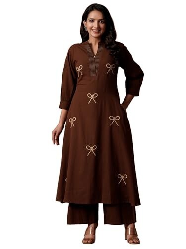 INDO ERA Women's A-Line Pure Cotton Floral Printed Kurta & Palazzo Set | Cord Set For Women Cotton
