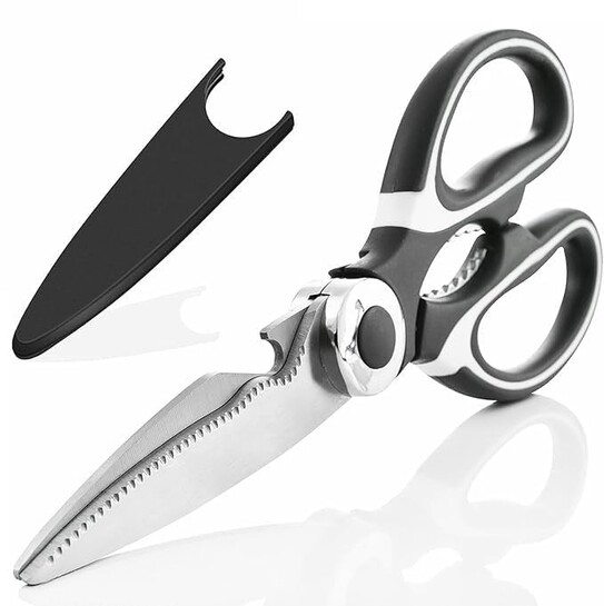 Heavy Duty Kitchen Scissors Stainless Steel Multi-Purpose Cutting Shears with Protective Case, Vegetable, Meat, Chicken, Fish, Herb Cutter for Home & Professional Use