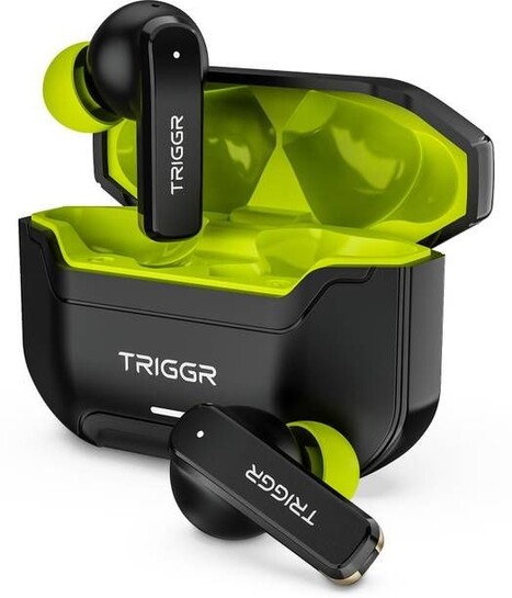 TRIGGR Raze 1 with 40H Battery, 40ms Low Latency, Dual ENC Mic, Tactical Design, v5.4 Bluetooth Headset (Neon Strike, True Wireless)