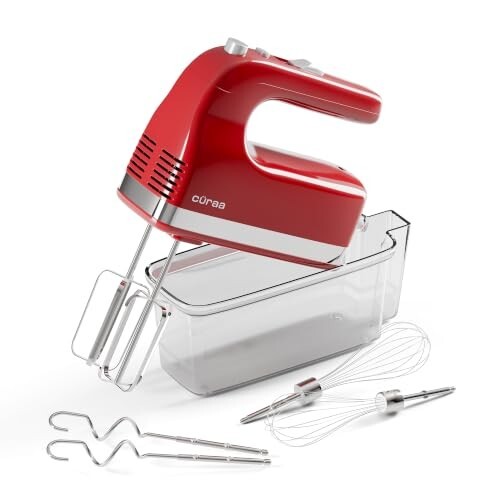 Cüraa Hand Mixer | 300 Watts | 5 Speed Control with Turbo Mode | Egg Beater Electric with Whisk & Dough Hooks | Handheld Mixer for Cake, Cream, Dough, Buttermilk & Whipping | Black