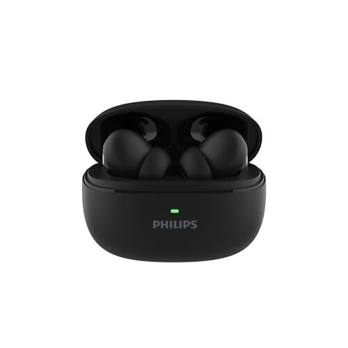 PHILIPS TAT1150BK/94 Premium Wireless Earbuds with ANC, Quad Mic ENC,IPX5 Water Resistance,Fast Charging (Deep Black)