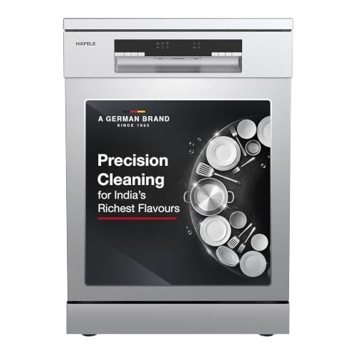 Hafele Aqua Chrome Dishwasher |13 Place Settings |Upto 70 Utensils |Designed for Indian Kitchens |Free-Standing |Hygienic & High-Performance Cleaning |Premium Stainless Steel Finish |5-Year Warranty