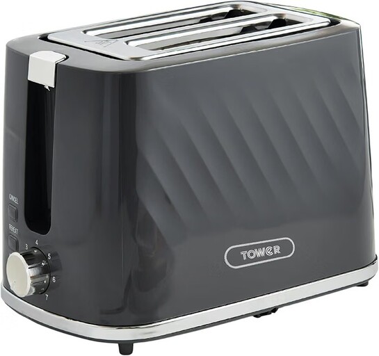 Tower Windsor 2 Slice Pop Up Toaster with Self Centring Slots, 7 Browning Levels, 800W Fast Heating