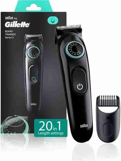 Gillette Trimmer BT 3 Series IN Trimmer 50 min  Runtime 20 Length Settings (Black)