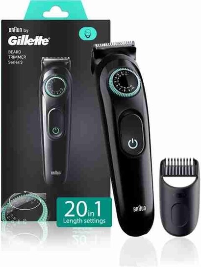 Gillette Trimmer BT 3 Series IN Trimmer 50 min  Runtime 20 Length Settings (Black)