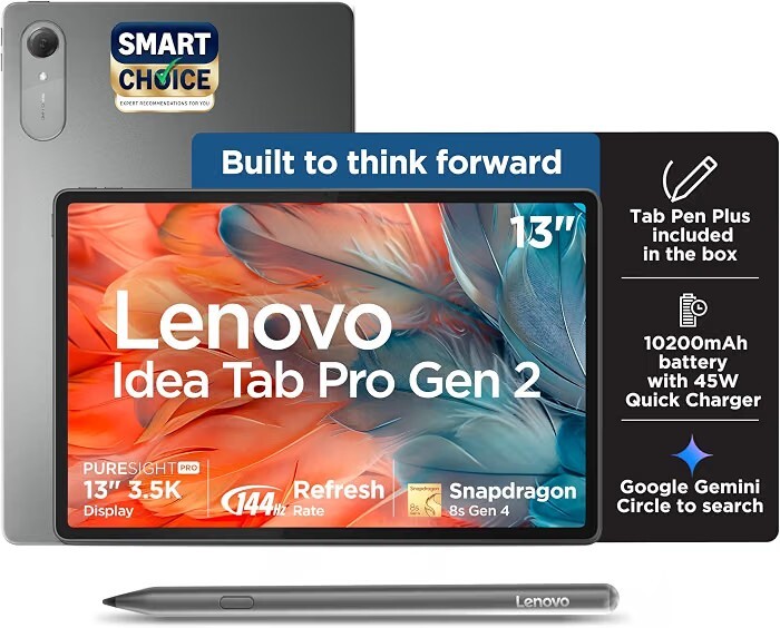 Lenovo Idea Tab Pro Gen 2 (Smartchoice) with Pen Plus | 13" Display, 3.5K Resolution, 144 Hz Refresh |12GB, 256GB | Snapdragon 8s Gen 4