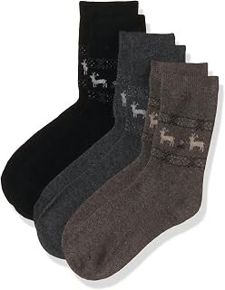 Fort Collins Men's Solid Ribbed Winter Thermal Socks (Pack of 3) – Soft & Stretchable Woolen Crew Socks for Cold Weather (Free Size)   