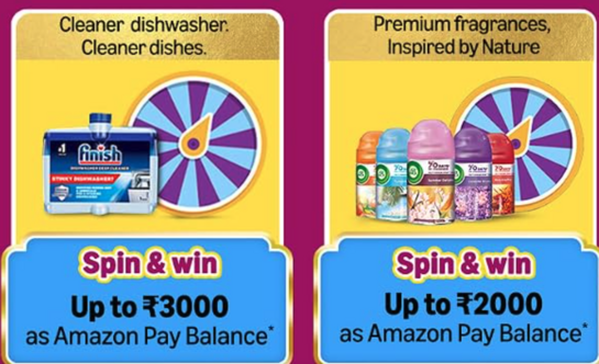  Keshking , Durex, Harpic ,finish spin & Win  Rewards & Amazon pay balance