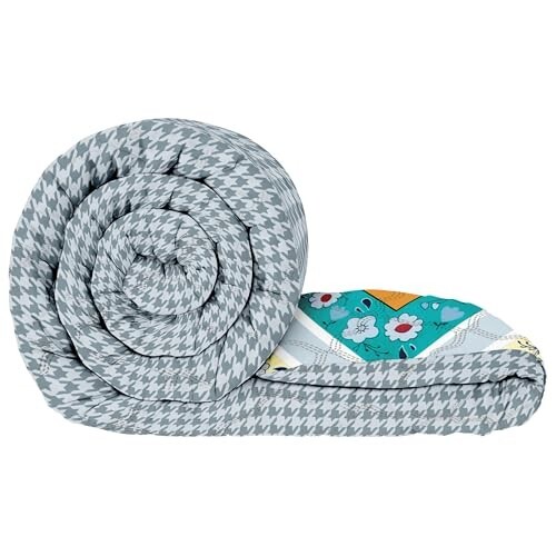 Double Bed Comforter 180 GSM 220x250 cm, Multi & Grey | Desidime