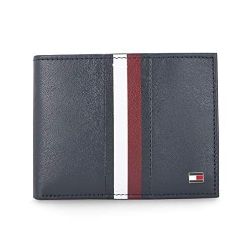Tommy Hilfiger Men's Passcase Wallet Rane - Navy | 2 Compartments | 10 Cards Slots | Stylish Men's Leather Wallet