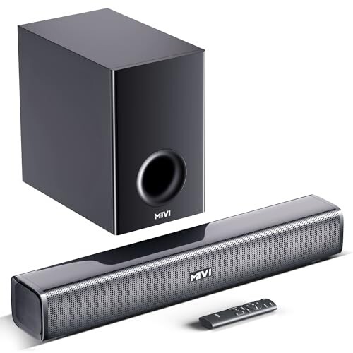 Mivi Fort H120 Soundbar - 120W Home Theatre Sound Bar, 2.1 Channel, 2 in-Built Speakers and 1 External Subwoofer, Multiple EQ & Input Modes, Made in India Sound bar for TV