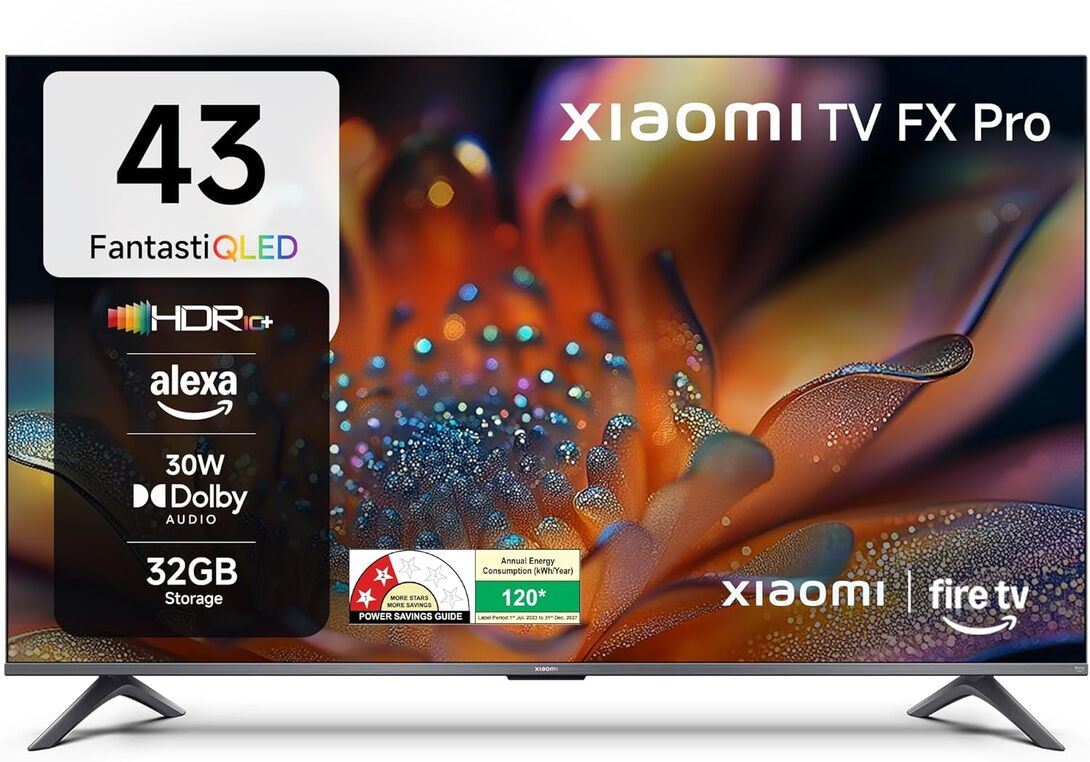 Xiaomi (108 cm) 43 inch FX Pro 4K QLED Smart | HDR10+ | 30W Box Speakers | Filmmaker Mode | Fire TV | L43MB-FPIN