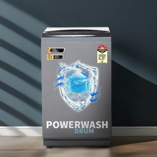 SHARP 9 kg Fully Automatic Top Load Washing Machine with Toughened Glass (ES-T90N-GY, Inox Grey, Soft Close, Hot & Cold Water Dual Inlet, Add Laundry)