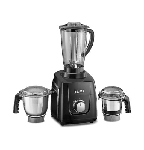 Sujata MG01 Mixer Grinder 1000Watts |3 Jars including 1750ml Blender, 1000ml Grinder, 500ml Chutney Jar| (Black)
