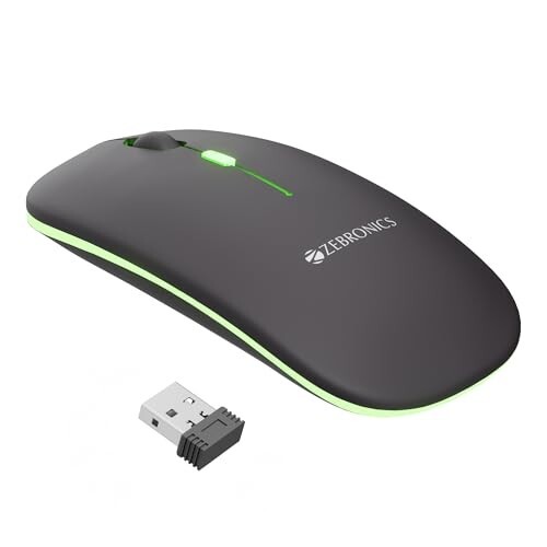 Zebronics Blanc Dual Mode Wireless Mouse (Bluetooth + 2.4GHz) | 1600 DPI, Rechargeable Battery, Multicolor LED & Lightweight Design (Grey)