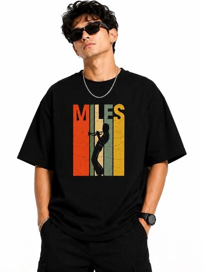HASTEN Men's Oversized Fit Graphic Printed T-Shirt | Loose Fit Round Neck Half Sleeve Cotton Casual Tee for Men