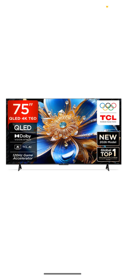 TCL T6D 189.31 cm (75 inch) QLED Ultra HD (4K) Smart Google TV 2026 Edition 