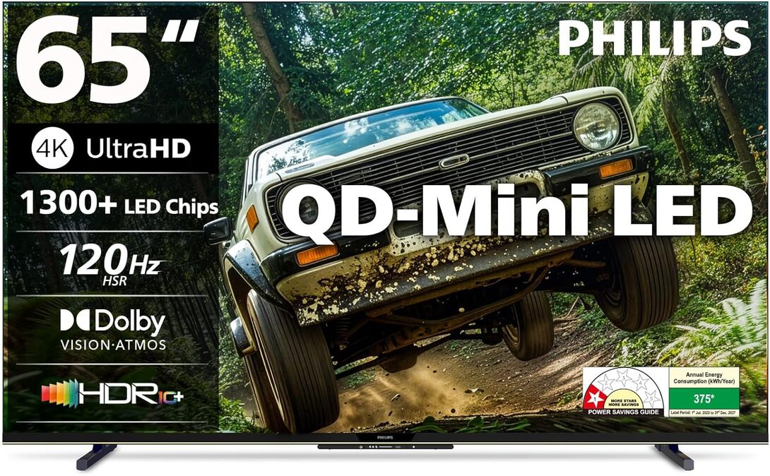 PHILIPS 164 cm (65 inches) 4K Ultra HD QLED Smart QD-Mini LED Google TV 65MLED610/94