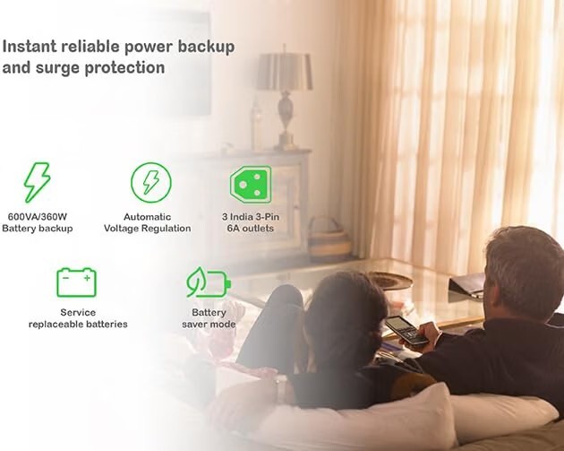 APC Back-UPS BX600C-IN 600VA / 360W | Backup for WiFi Router, Desktop PC & CCTV | 3 Power Backup Outlets