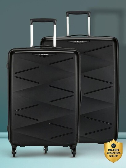 Kamiliant by American Tourister Hard Body Set of 2 Luggage 4 Wheels - (Medium 68 Cm | Large 79 Cm)Combination Lock - Triprism - Black
