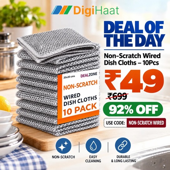 DEALZONE Non-Scratch Wired Dish Cloths – 10Pcs