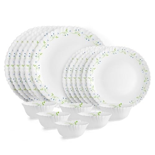 CELLO Tropical Lagoon Dazzle Series Opalware Dinner Set of 18 Pieces For Family of 6 