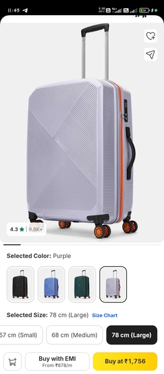 78cm large *Aristrcrat* trolly@1756(1580 for icici/axis cc holder)