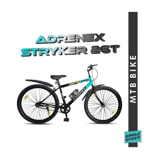 Adrenex Stryker 26T | 85% Pre- Assembled | 26 T (inch) Mountain Cycle (Single Speed, Blue, Black, Rigid)