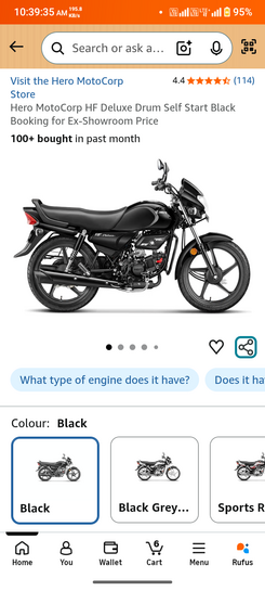 Hero MotoCorp HF Deluxe Drum Self Start Black Booking for Ex-Showroom Price