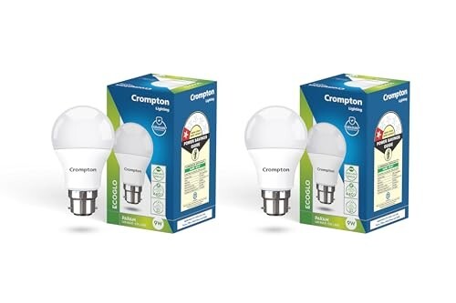 Crompton Param LED Bulb | 9W | Cool Day Light | B22 Base | 180 Degree Coverage | 4kV Surge Protection | 440V High Voltage Protection | Pack of 2