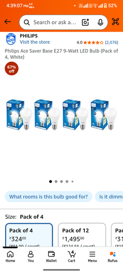 Phillips 9w bulb set of 4
