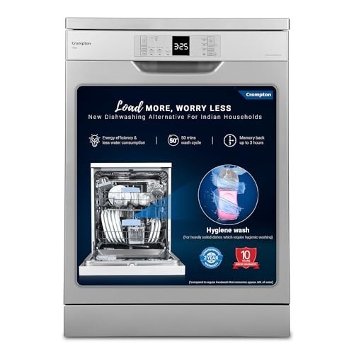 Crompton 14 Place Setting Freestanding Dishwasher with 6 Wash Programs 