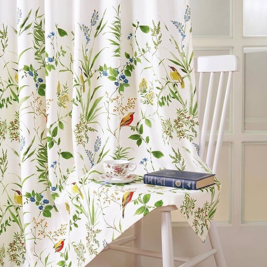 Story@Home Window Cotton Curtains 5 Feet Long Set of 1, White & Green