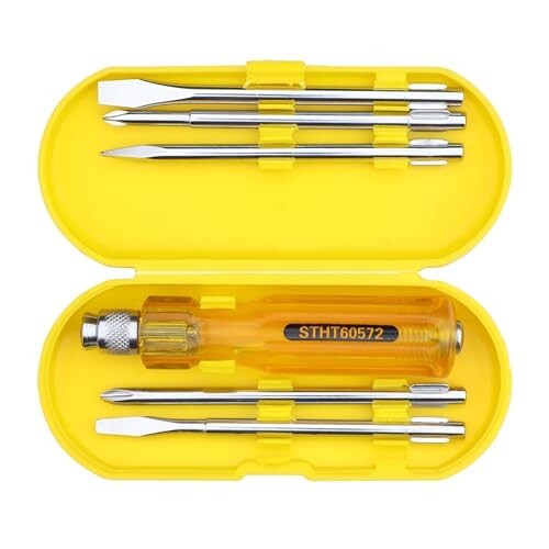 STANLEY STHT60572-8B 5 Pcs Screwdriver Set With 2 Phillips & 2 Flat Tips, 1 Square Poker- Multi-Purpose Tool Screwdriver Set, Ideal for Home, DIY & Professional Fastening Purposes