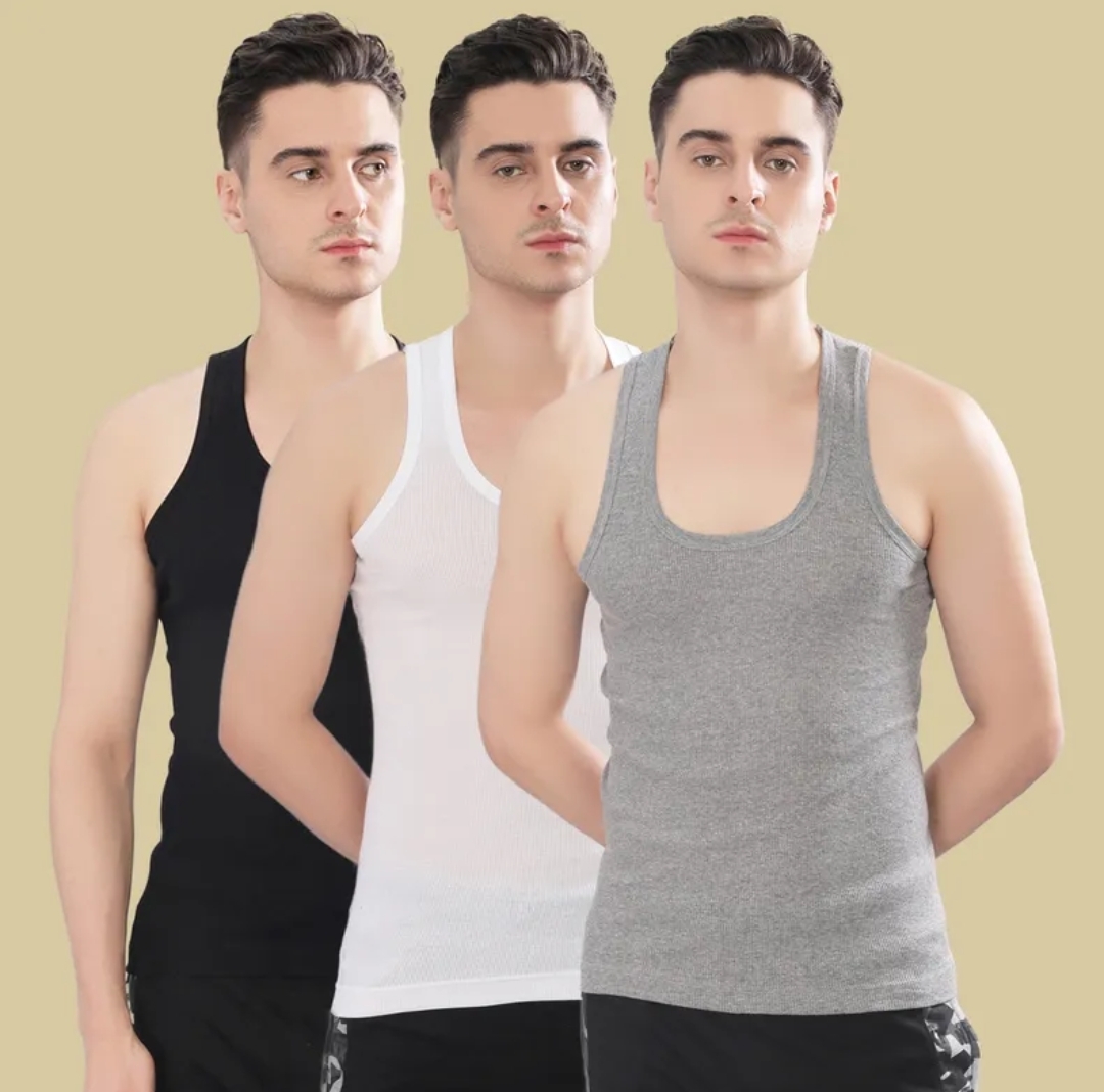 Dollar Bigboss Pack of 3 Derby RN Cotton Men Vest