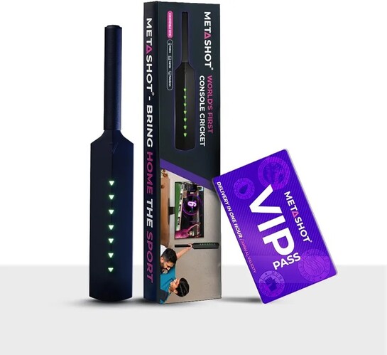MetaShot Smart Cricket Bat Game with VIP Pass| Motion Sensor Cricket Bat for TV & Mobile | Indoor Cricket Gaming Controller