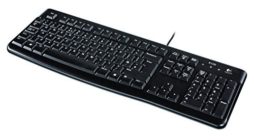 Logitech K120 Wired Keyboard for Windows, USB Plug-and-Play, Full-Size, Spill-Resistant, Curved Space Bar, Compatible with PC, Laptop
