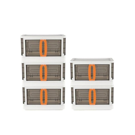 Arto Foldable Storage Bin Combo Pack of 5 | Large 70 L Plastic Kitchen & Wardrobe Storage Boxes | Multi-Purpose Home Organizer