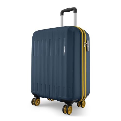 Safari Cabin Genius Alley 55cm Trolley Bag Hard Case Polypropylene, 4 Spinner Wheels,Travel Bag, Suitcase for Travel, Trolley Bags for Travel, Navy