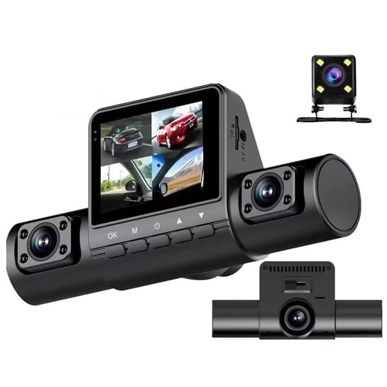 Technoview 4 Channel 1080P Full HD Car Dash Camera, Front Left Right Rear Recording, 170° Wide Angle, Loop Recording, Parking Monitor, Supports Up to 128GB MicroSD