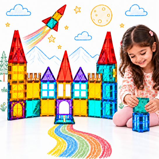 Large Magnetic tiles for kids - minimum price till date