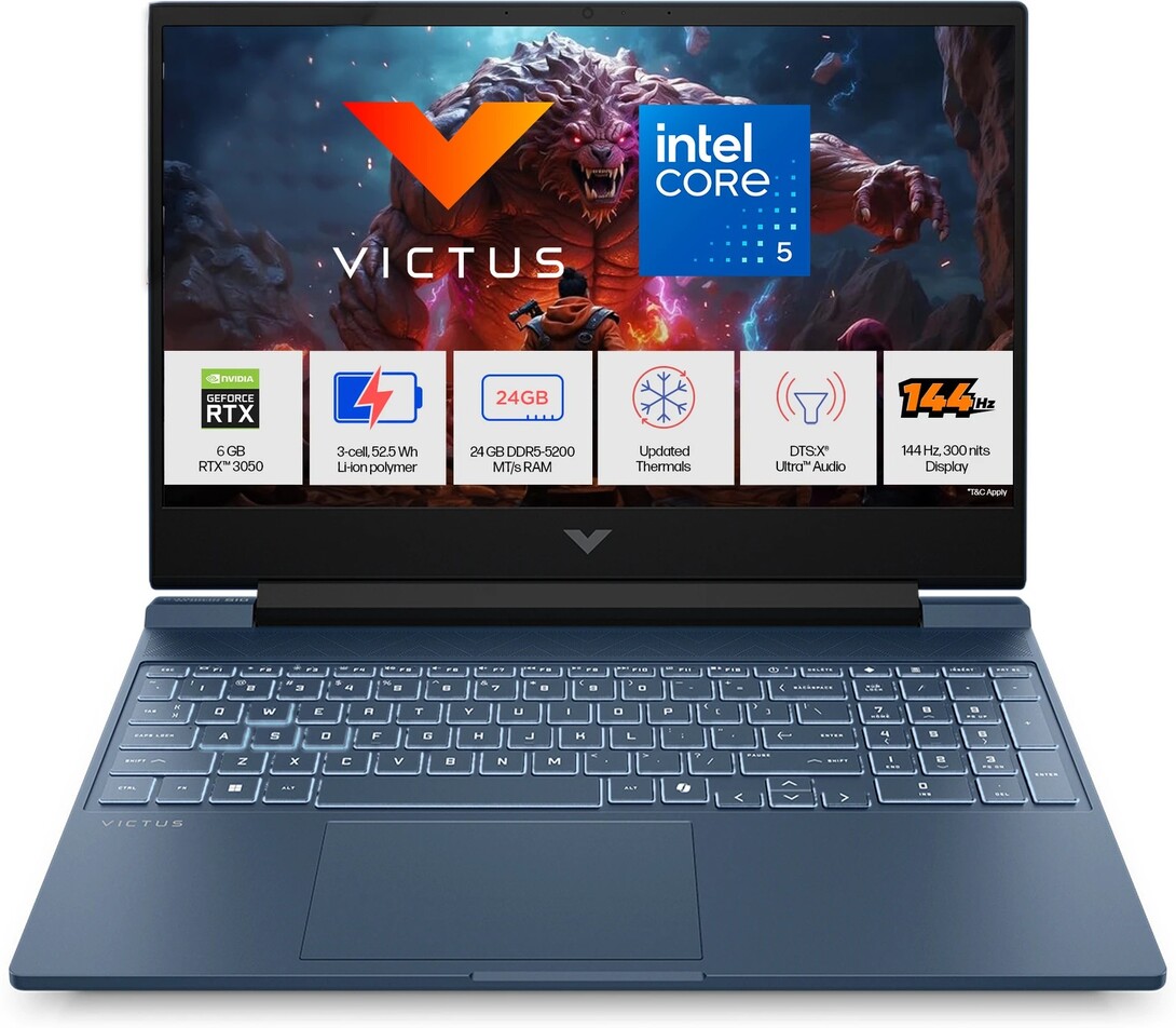 HP Victus Intel Core 5 210H - (24 GB/512 GB SSD/Windows 11 Home/6 GB Graphics/NVIDIA GeForce RTX 4050) 15-fa2506TX Gaming Laptop