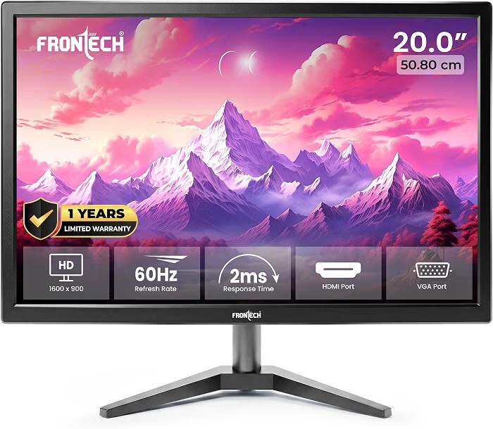 FRONTECH 20-inch (50.8 cm), LED, HD 1600x900, 60Hz, Black, Wall Mountable Slim & Stylish Design, 16.7M Colors